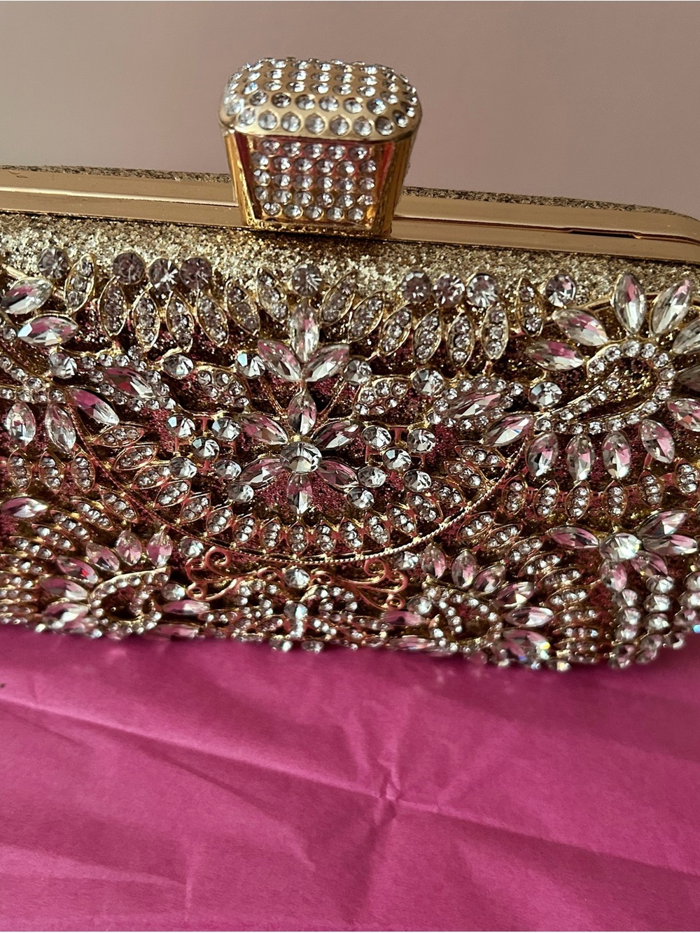 4/$100 Gold Crystal Embellished Evening Clutch - Gold - Picture 1 of 6